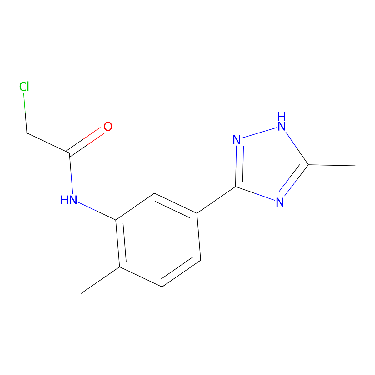 2-chloro-N-[2-methyl-5-(5-methyl-1H-1,2,4-triazol-3-yl)phenyl]acetamide molecular structure, CAS 1394041-82-7