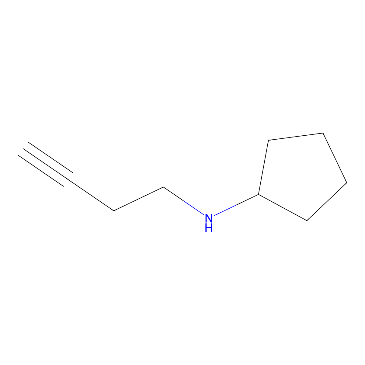 N-(but-3-yn-1-yl)cyclopentanamine molecular structure, CAS 1394041-84-9