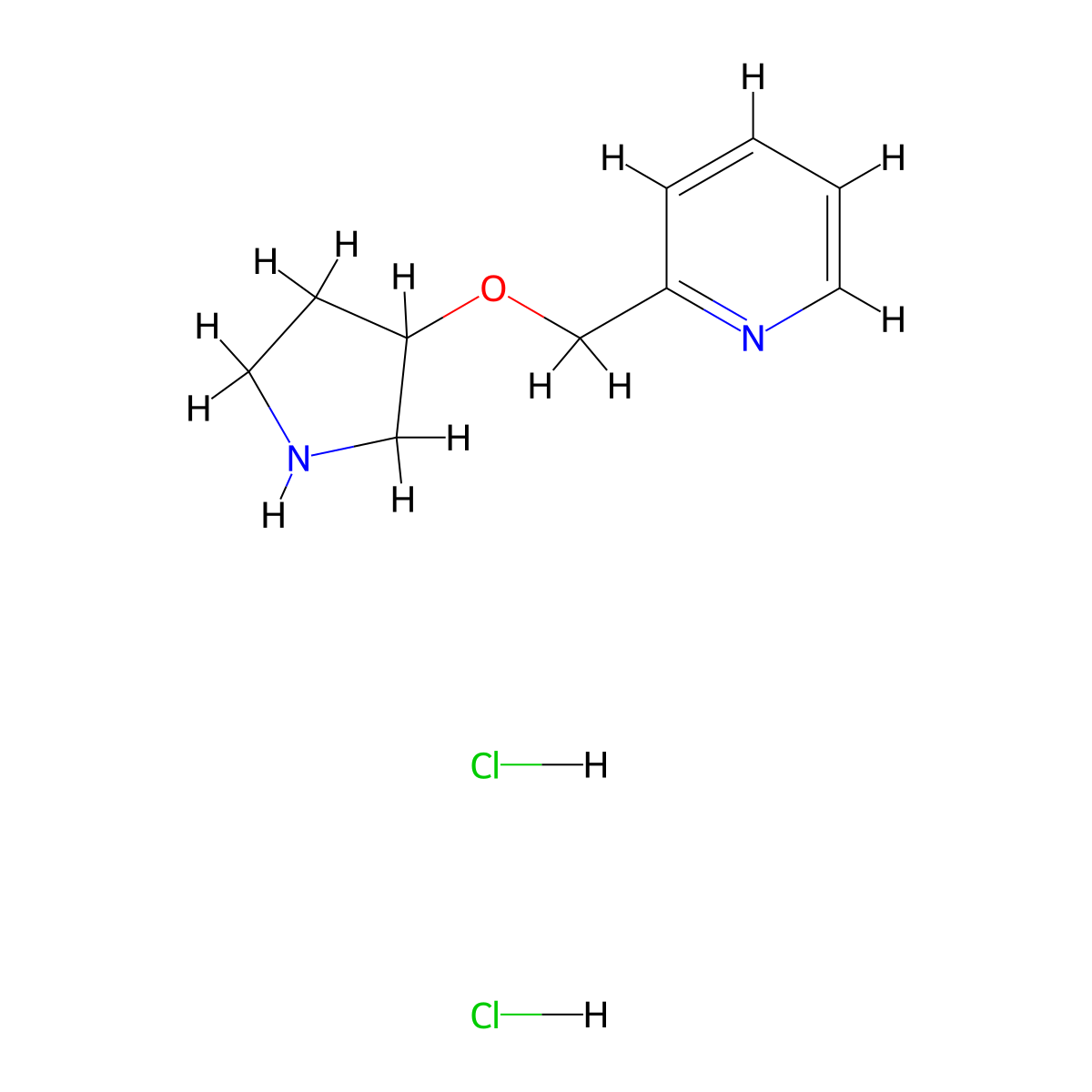 2-[(Pyrrolidin-3-yloxy)methyl]pyridine dihydrochloride molecular structure, CAS 1394041-85-0