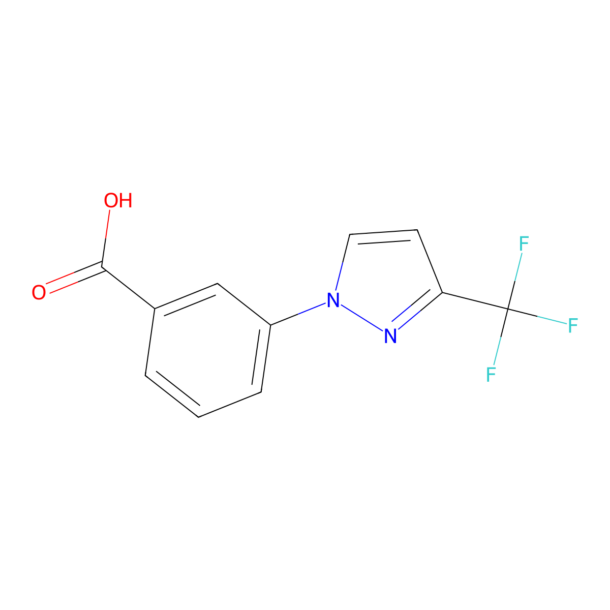 3-(3-(trifluoromethyl)-1H-pyrazol-1-yl)benzoic acid molecular structure, CAS 1394041-90-7