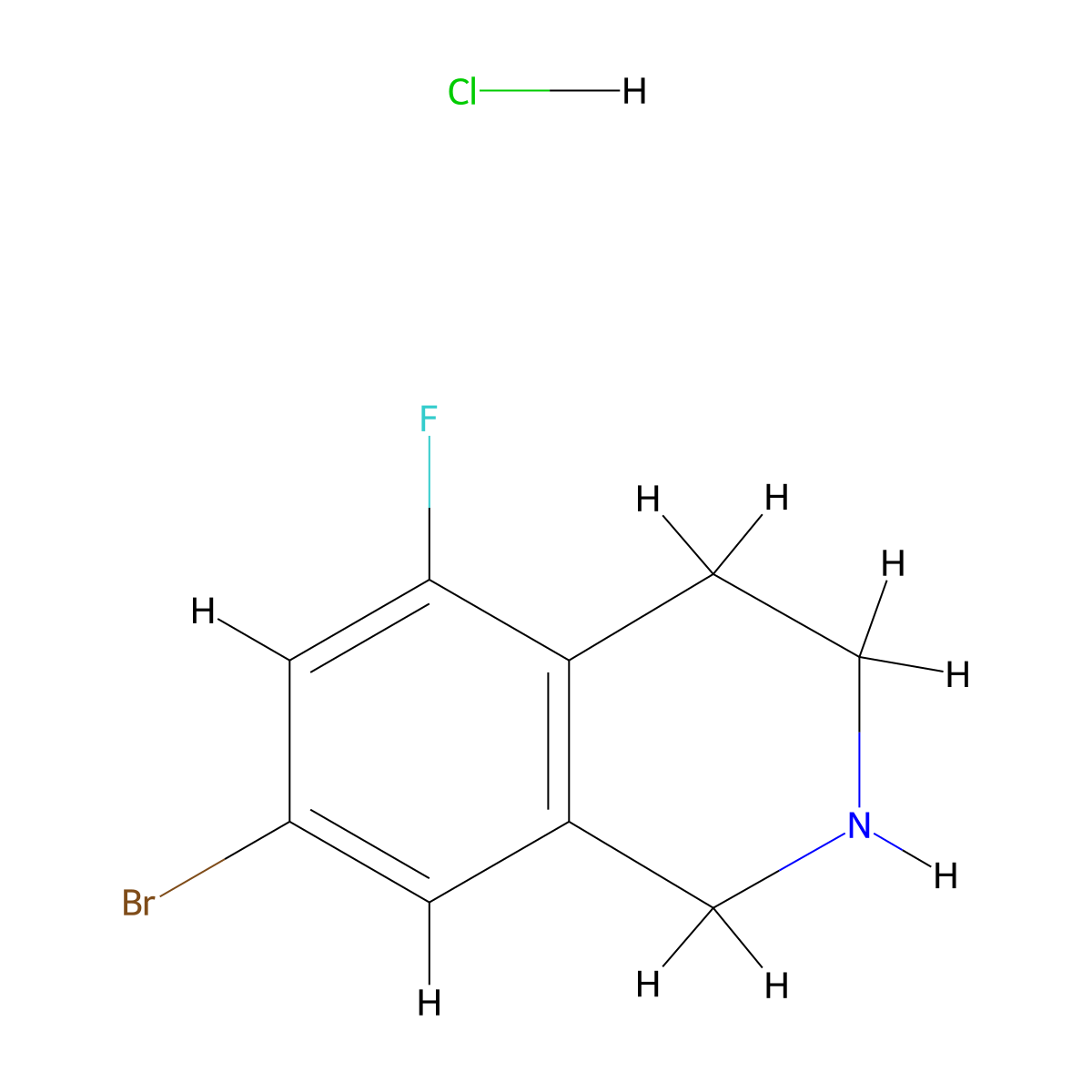 7-Bromo-5-fluoro-1,2,3,4-tetrahydroisoquinoline hydrochloride molecular structure, CAS 1394041-95-2