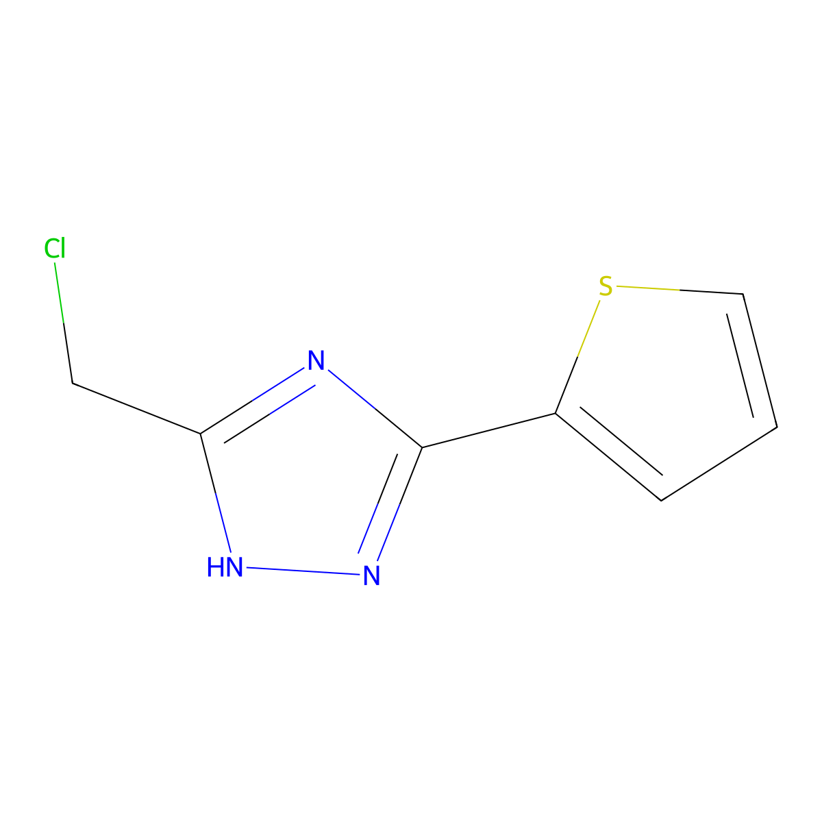5-(chloromethyl)-3-(thiophen-2-yl)-1H-1,2,4-triazole molecular structure, CAS 1394041-97-4