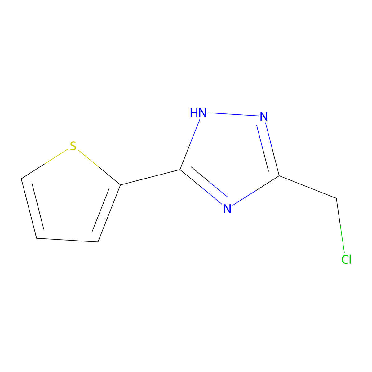 5-(chloromethyl)-3-(thiophen-2-yl)-1H-1,2,4-triazole molecular structure, CAS 1394041-97-4