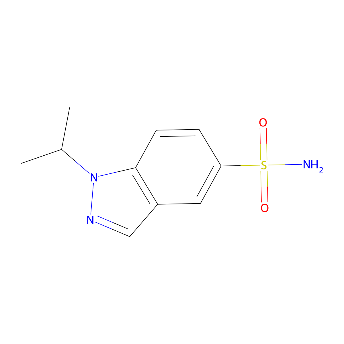 1-(propan-2-yl)-1H-indazole-5-sulfonamide molecular structure, CAS 1394041-98-5