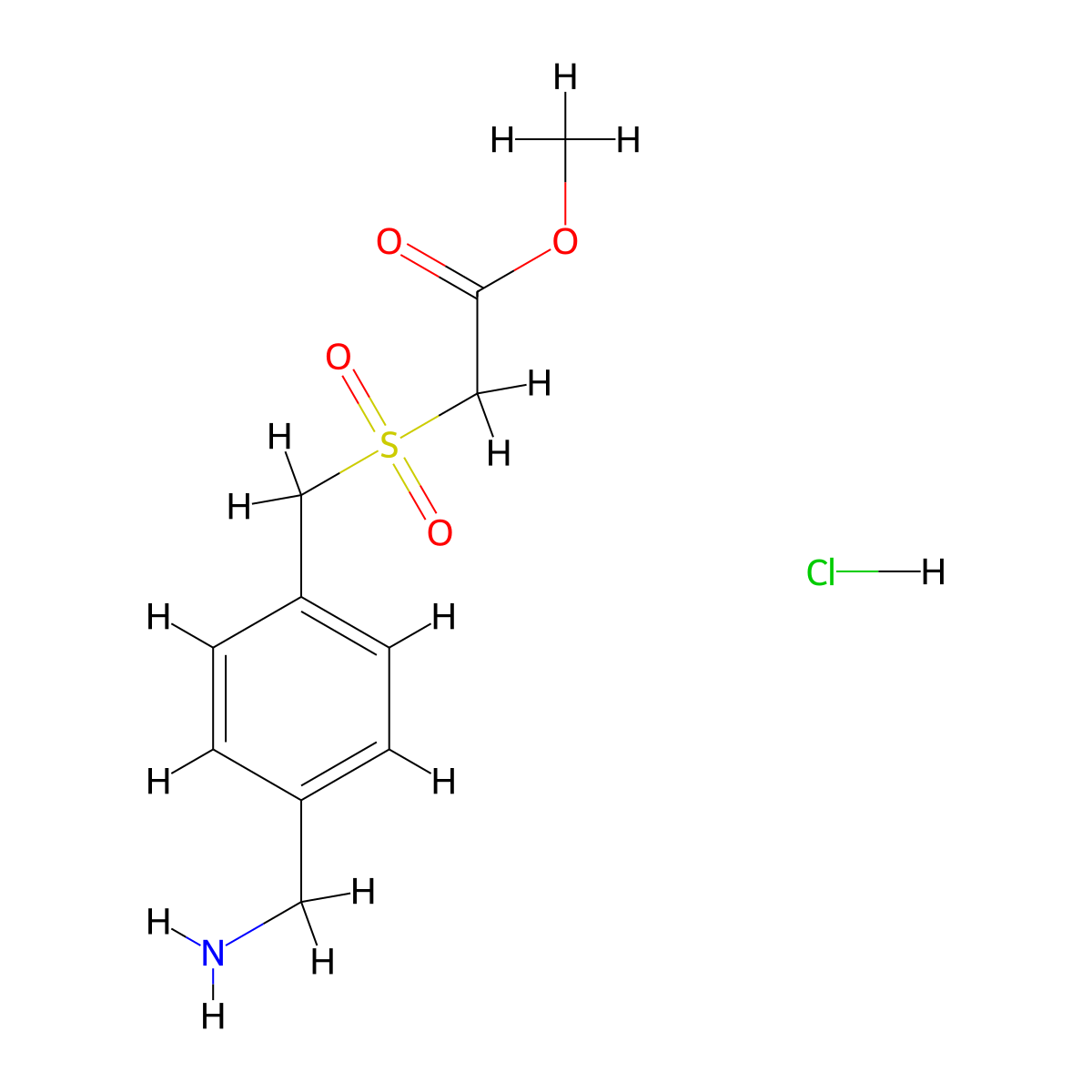 Methyl 2-{[4-(aminomethyl)phenyl]methanesulfonyl}acetate hydrochloride molecular structure, CAS 1394042-00-2