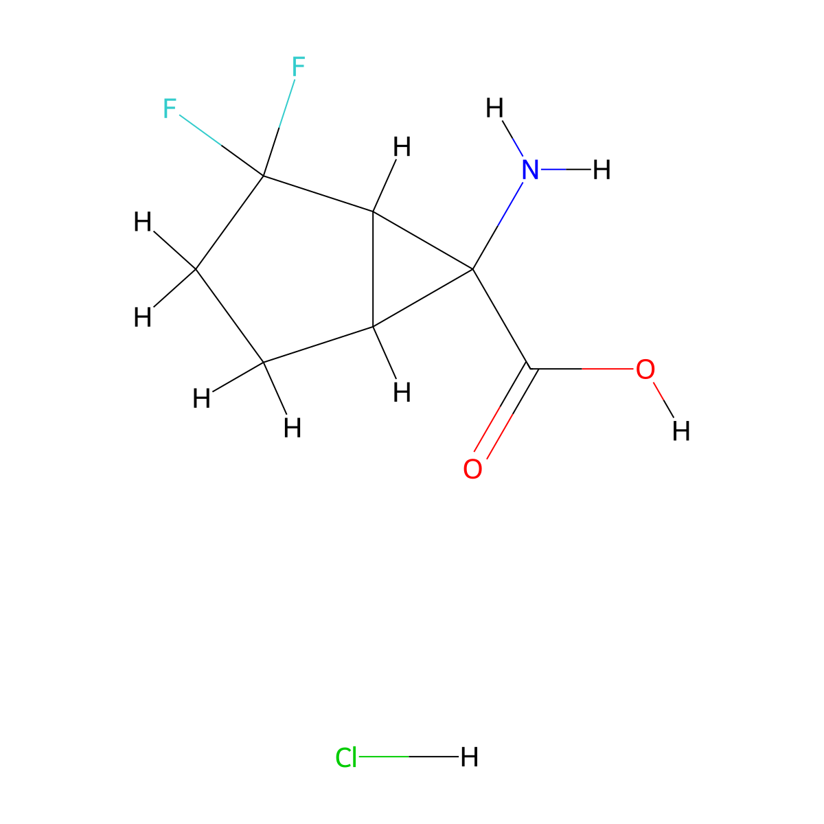 6-Amino-2,2-difluorobicyclo[3.1.0]hexane-6-carboxylic acid hydrochloride molecular structure, CAS 1394042-03-5