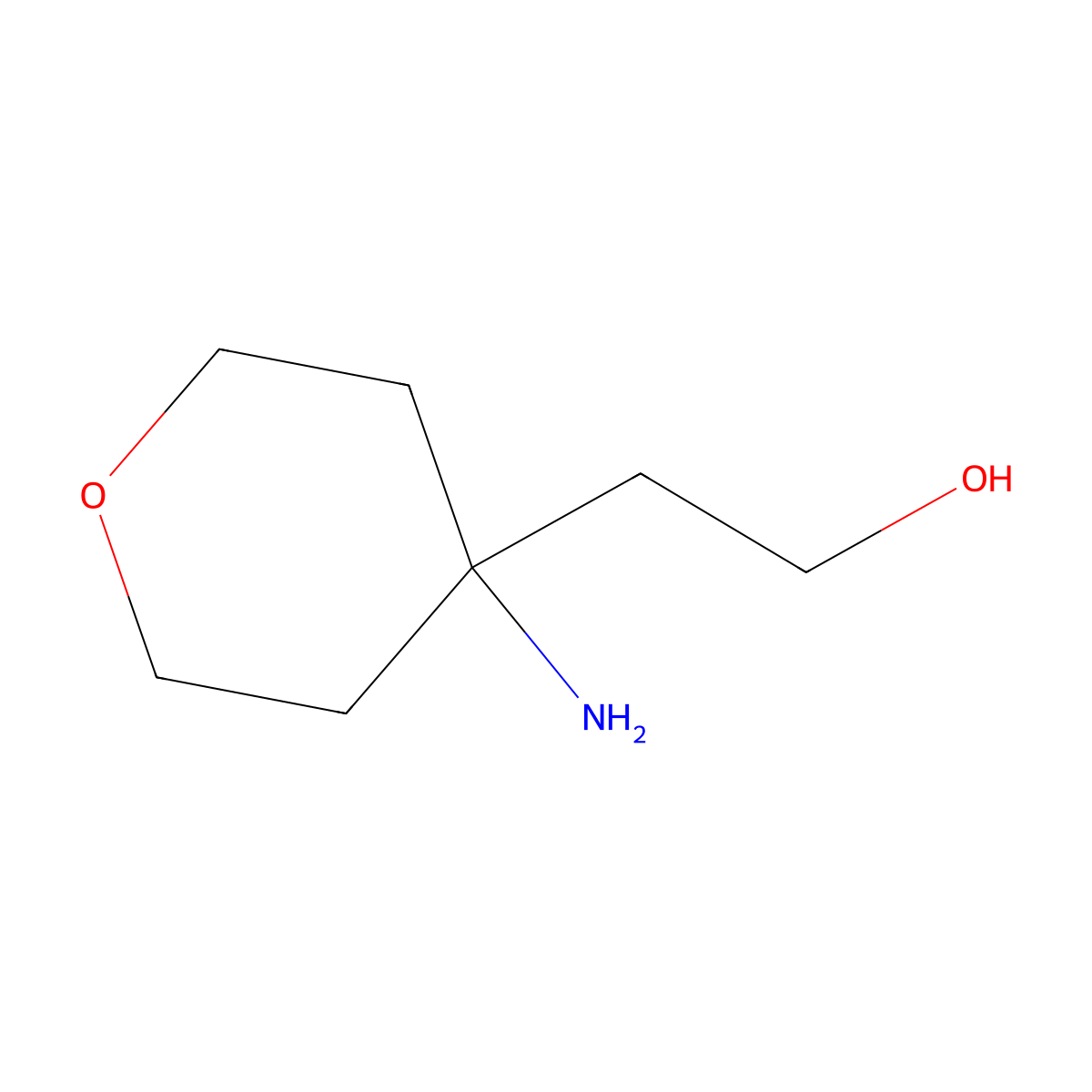 2-(4-Aminooxan-4-yl)ethan-1-ol molecular structure, CAS 1394042-05-7