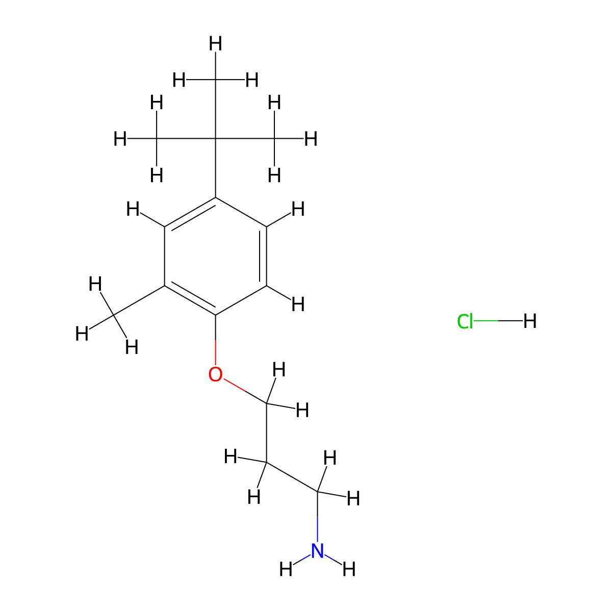1-(3-Aminopropoxy)-4-tert-butyl-2-methylbenzene hydrochloride molecular structure, CAS 1394042-07-9