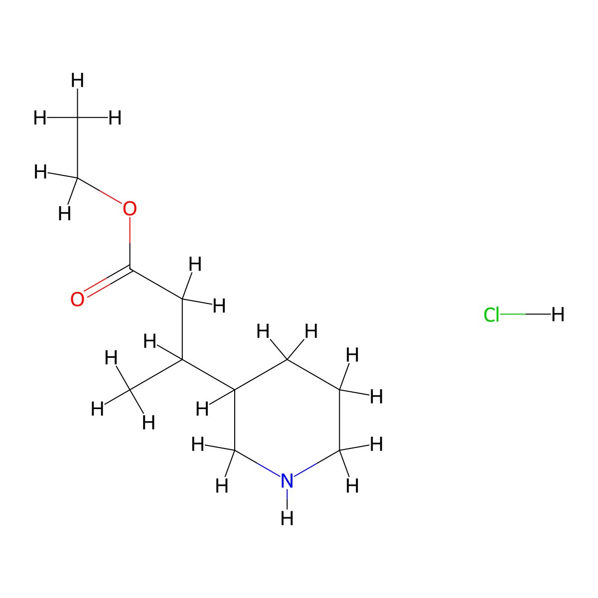 Ethyl 3-(piperidin-3-yl)butanoate hydrochloride molecular structure, CAS 1394042-12-6