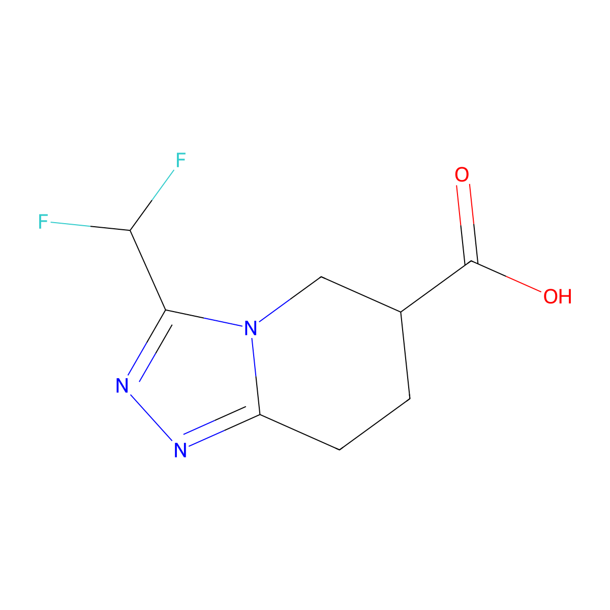 3-(difluoromethyl)-5H,6H,7H,8H-[1,2,4]triazolo[4,3-a]pyridine-6-carboxylic acid molecular structure, CAS 1394042-15-9