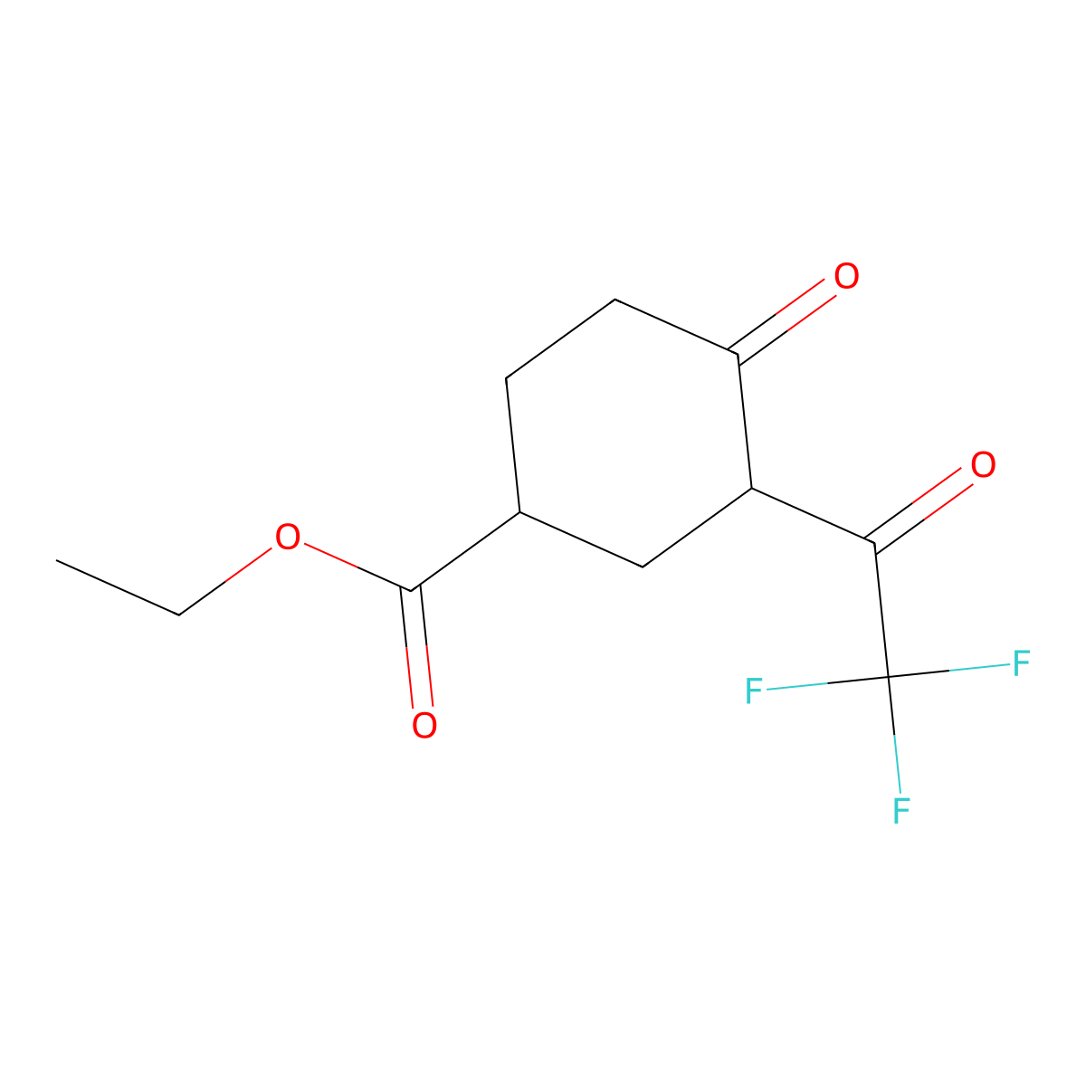Ethyl 4-oxo-3-(trifluoroacetyl)cyclohexane-1-carboxylate molecular structure, CAS 1394042-16-0