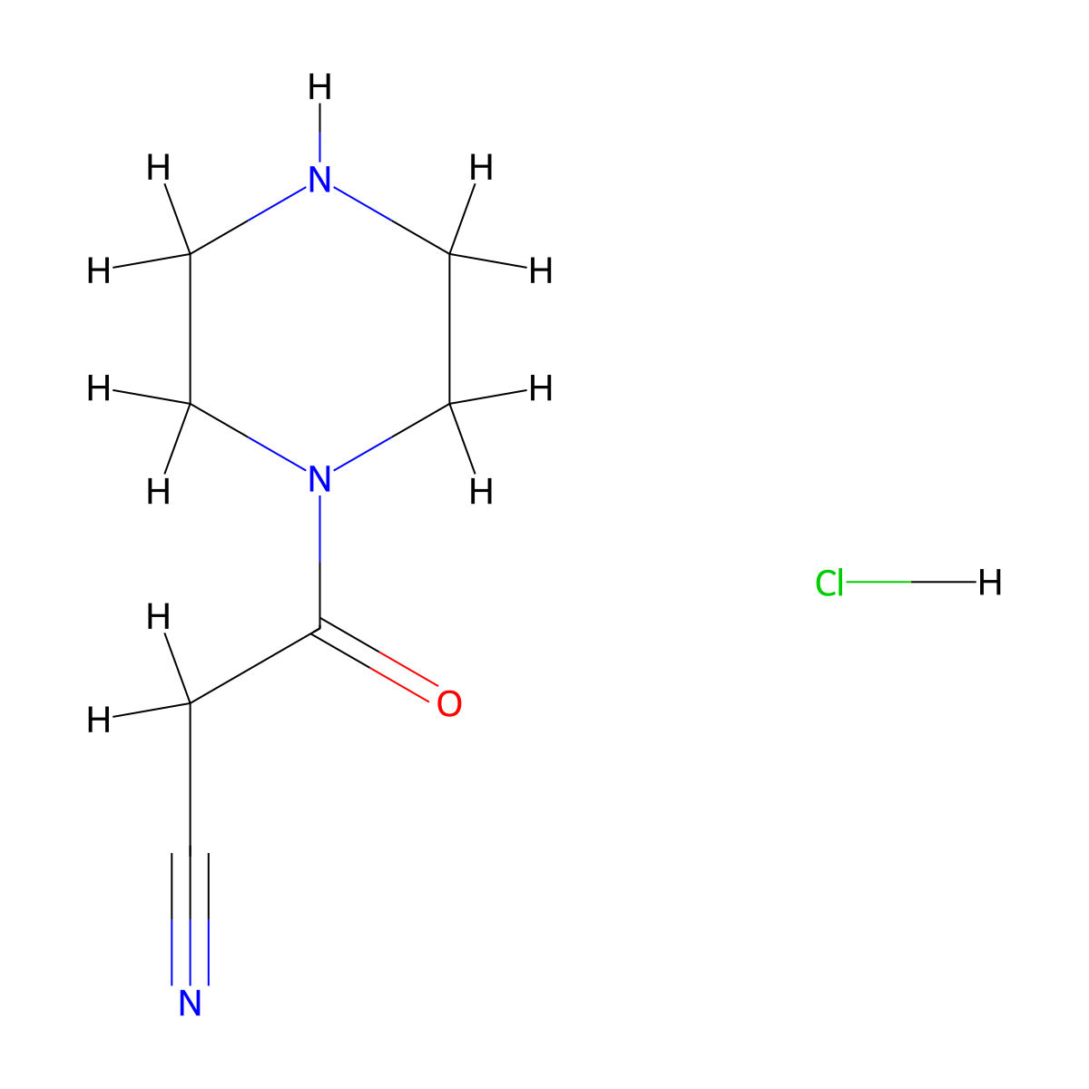 3-Oxo-3-(piperazin-1-yl)propanenitrile hydrochloride molecular structure, CAS 1394042-17-1