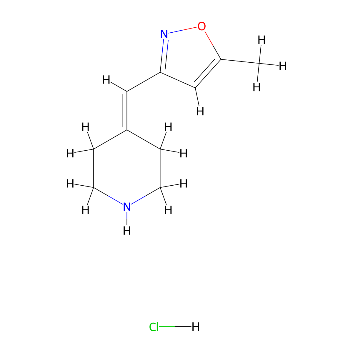 4-[(5-Methyl-1,2-oxazol-3-yl)methylidene]piperidine hydrochloride molecular structure, CAS 1394042-22-8