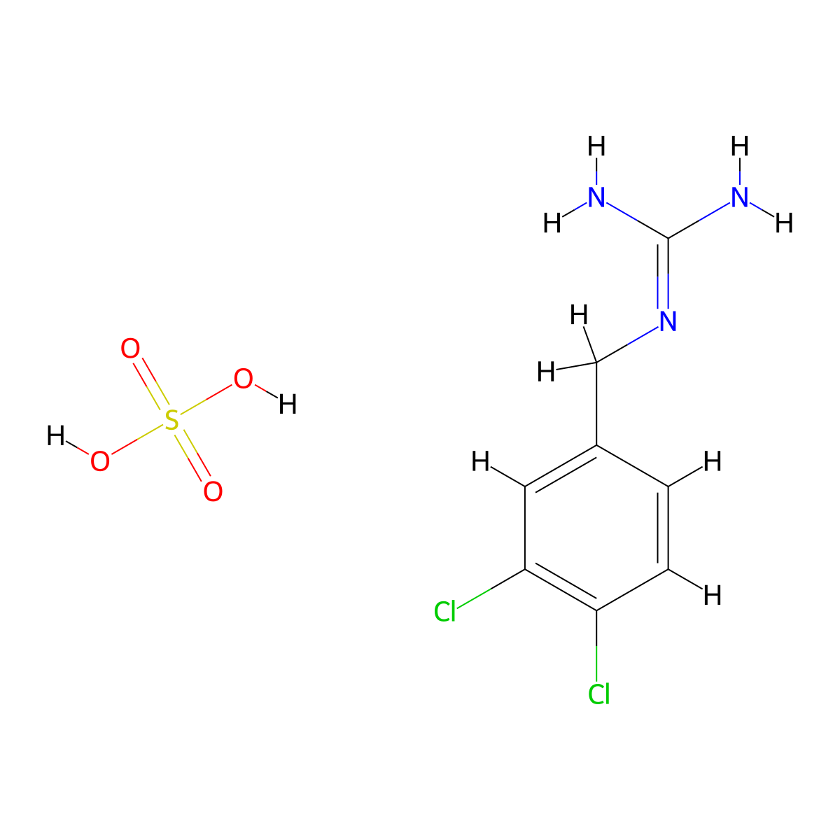 N-[(3,4-dichlorophenyl)methyl]guanidine; sulfuric acid molecular structure, CAS 1394042-28-4