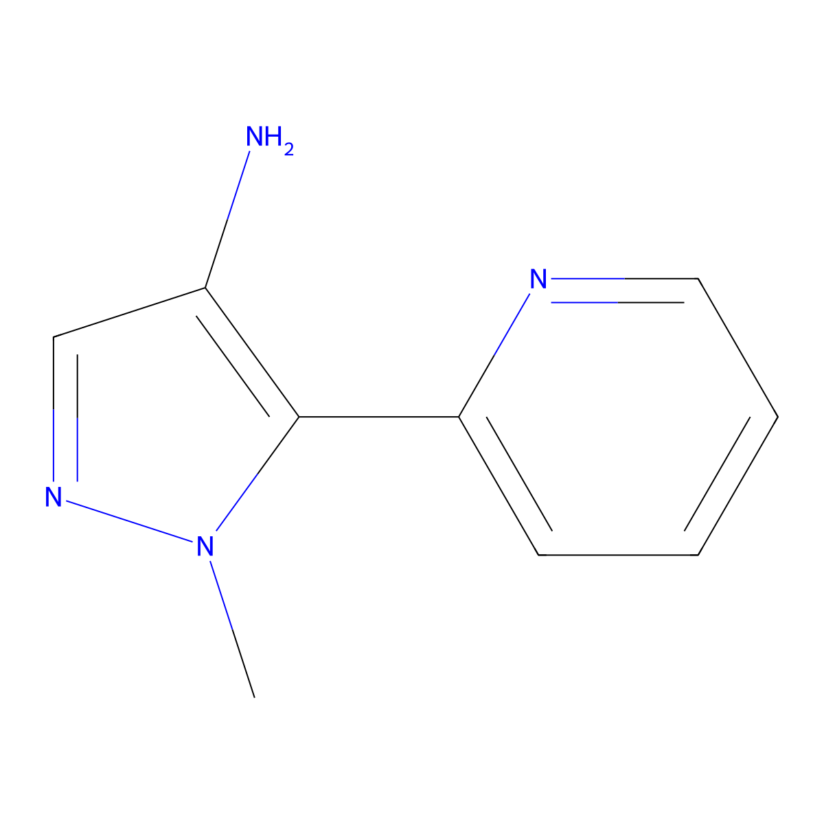 1-methyl-5-(pyridin-2-yl)-1H-pyrazol-4-amine molecular structure, CAS 1394042-45-5
