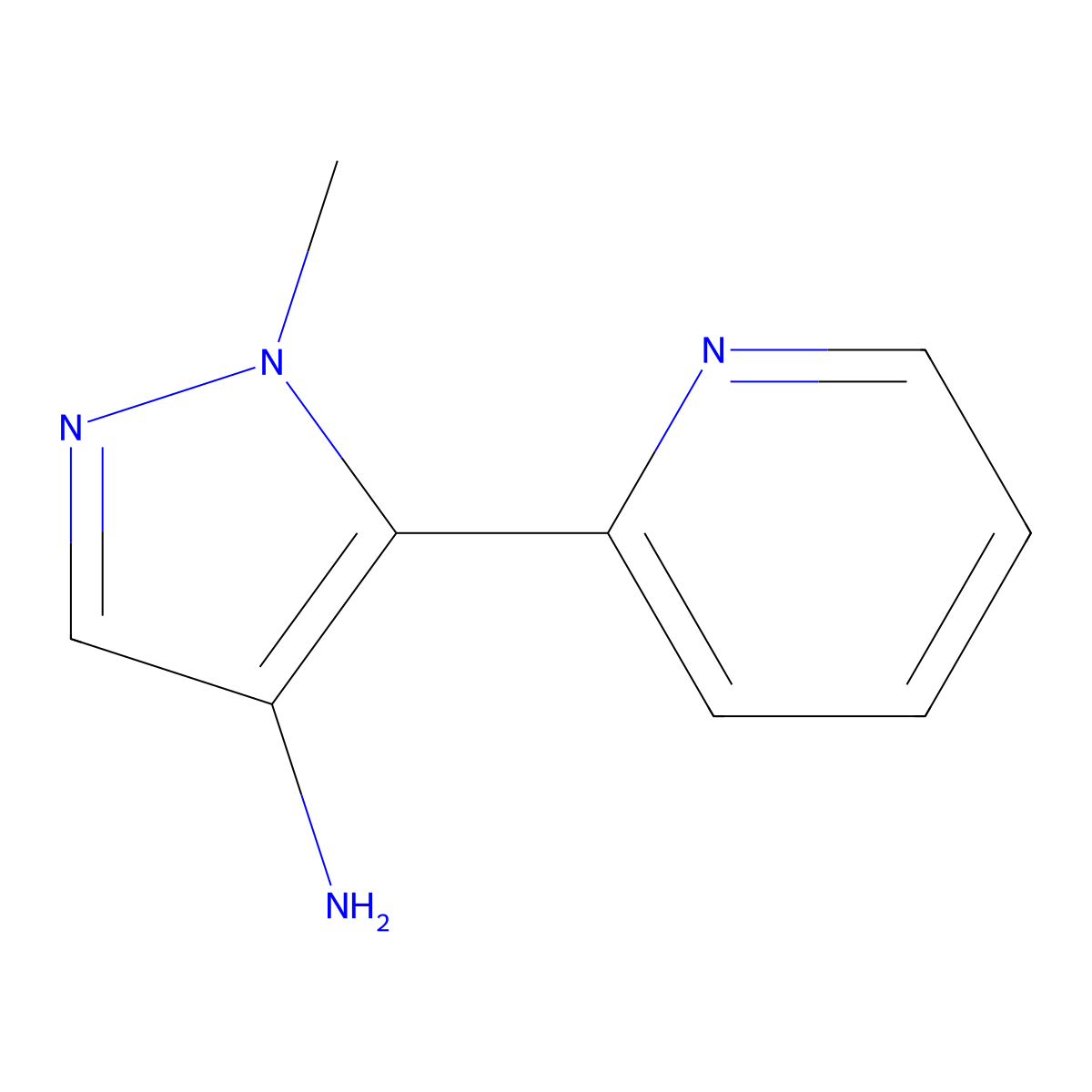1-methyl-5-(pyridin-2-yl)-1H-pyrazol-4-amine molecular structure, CAS 1394042-45-5