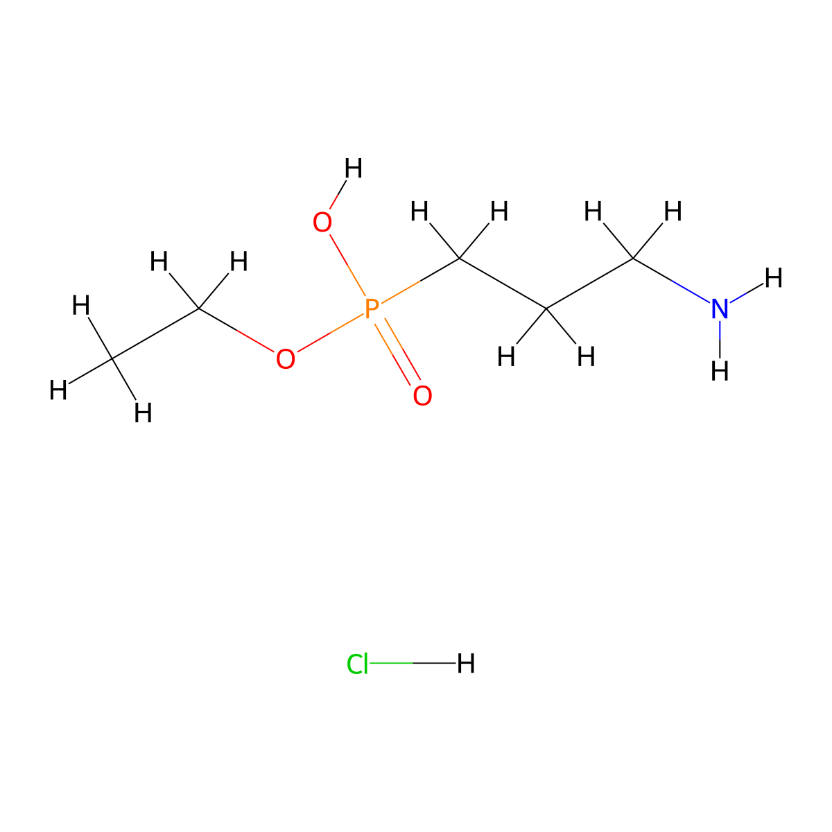 (3-Aminopropyl)(ethoxy)phosphinic acid hydrochloride molecular structure, CAS 1394042-47-7