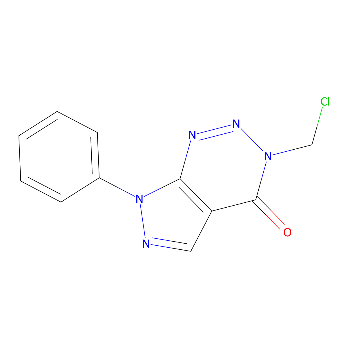 3-(chloromethyl)-7-phenyl-3H,4H,7H-pyrazolo[3,4-d][1,2,3]triazin-4-one molecular structure, CAS 1394042-50-2