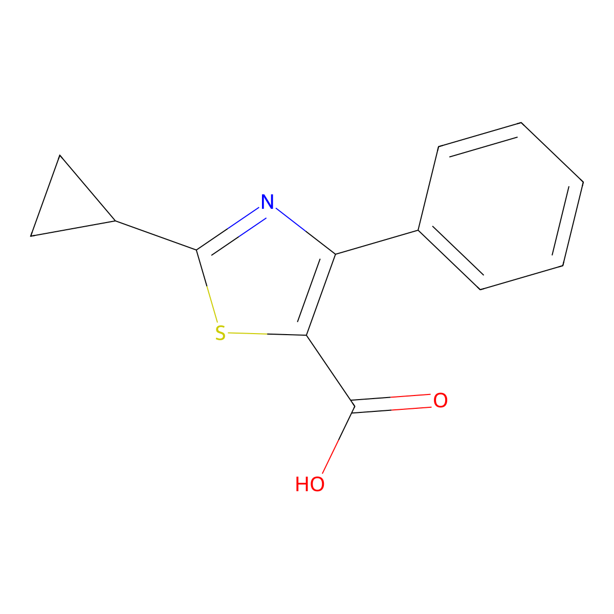 5-Thiazolecarboxylic acid, 2-cyclopropyl-4-phenyl- molecular structure, CAS 1394042-51-3