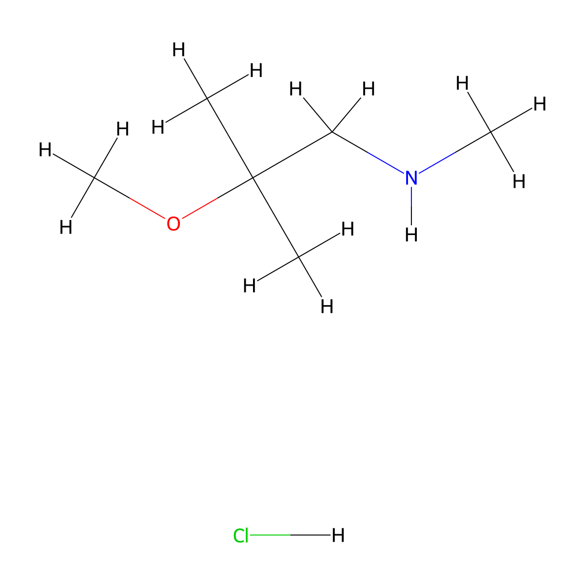 (2-Methoxy-2-methylpropyl)(methyl)amine hydrochloride molecular structure, CAS 1394042-56-8