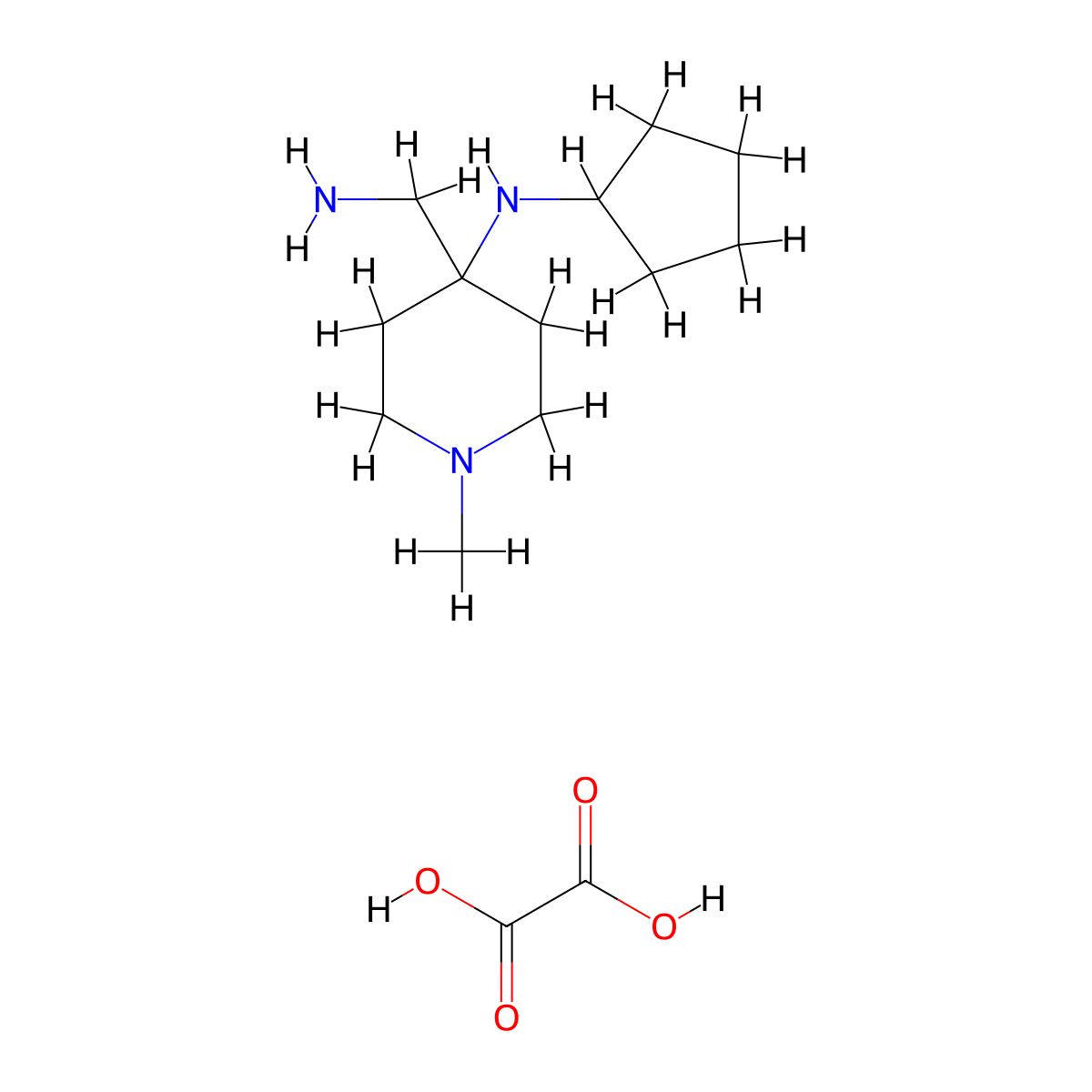 4-(aminomethyl)-N-cyclopentyl-1-methylpiperidin-4-amine; oxalic acid molecular structure, CAS 1394042-60-4
