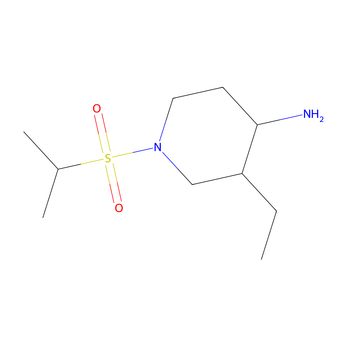 3-Ethyl-1-(propane-2-sulfonyl)piperidin-4-amine molecular structure, CAS 1394042-62-6