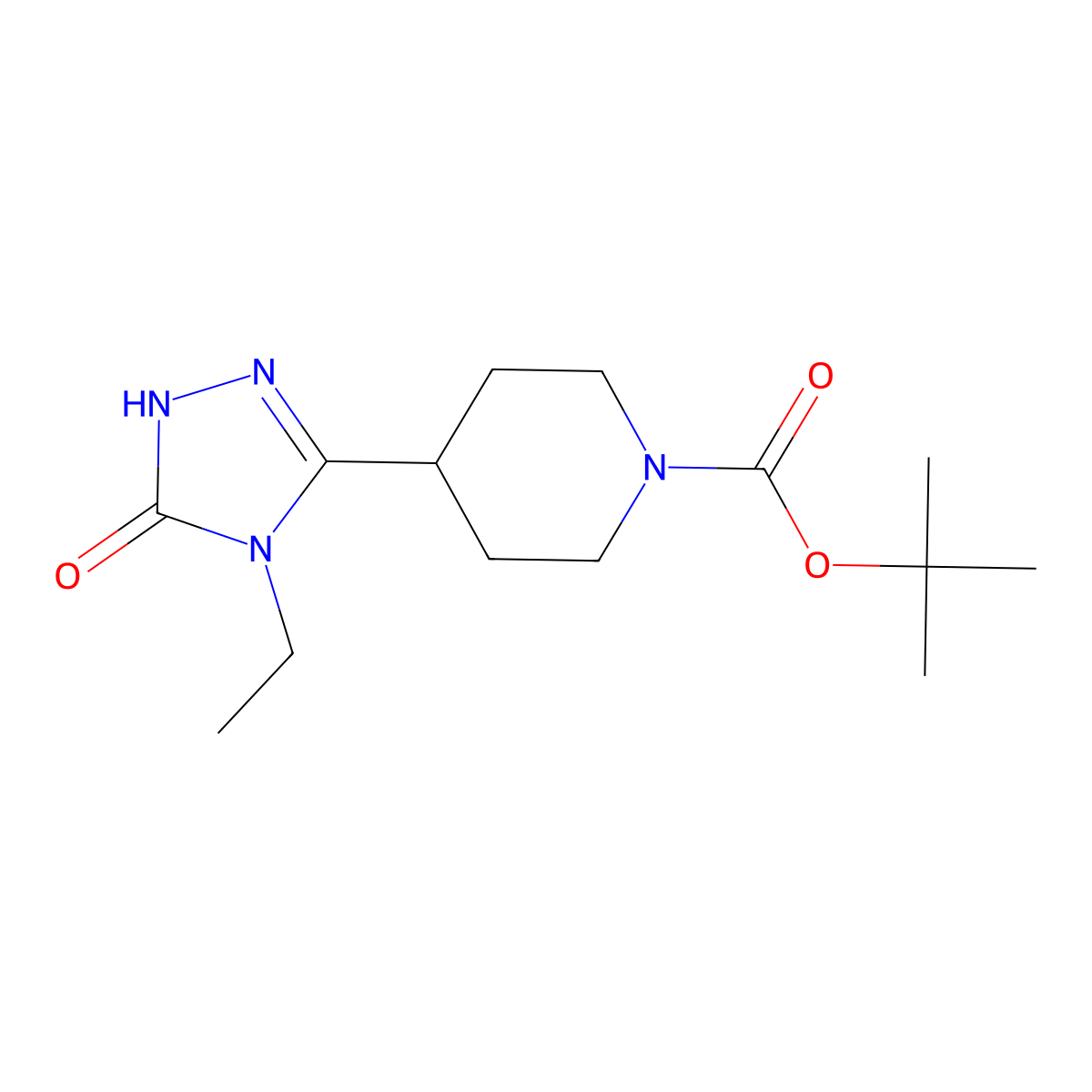 tert-butyl 4-(4-ethyl-5-oxo-4,5-dihydro-1H-1,2,4-triazol-3-yl)piperidine-1-carboxylate molecular structure, CAS 1394042-63-7