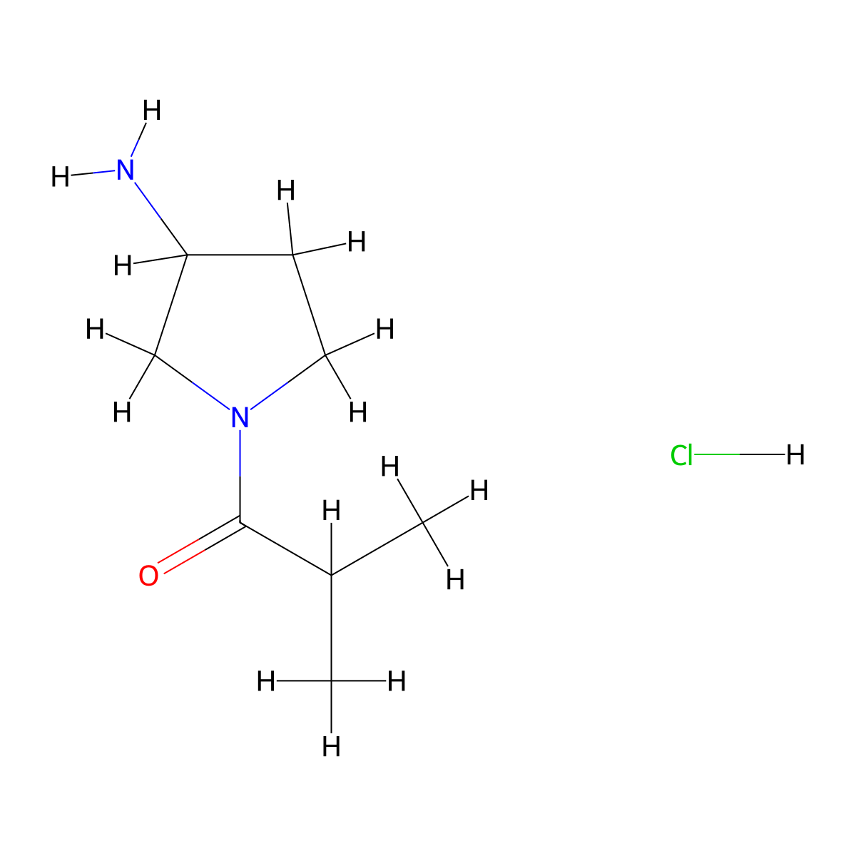1-(3-Aminopyrrolidin-1-yl)-2-methylpropan-1-one hydrochloride molecular structure, CAS 1394042-64-8
