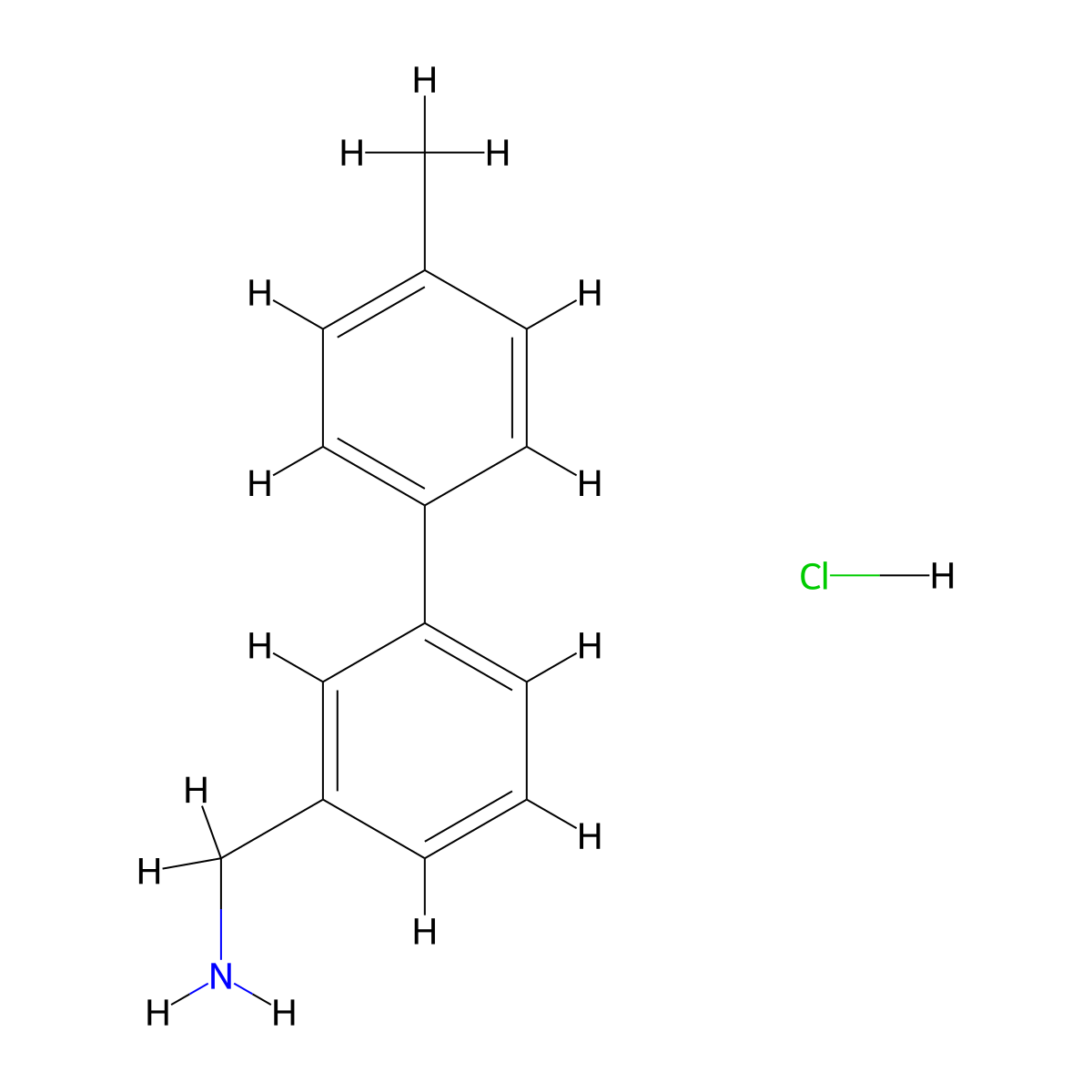 [3-(4-Methylphenyl)phenyl]methanamine hydrochloride molecular structure, CAS 1394042-69-3