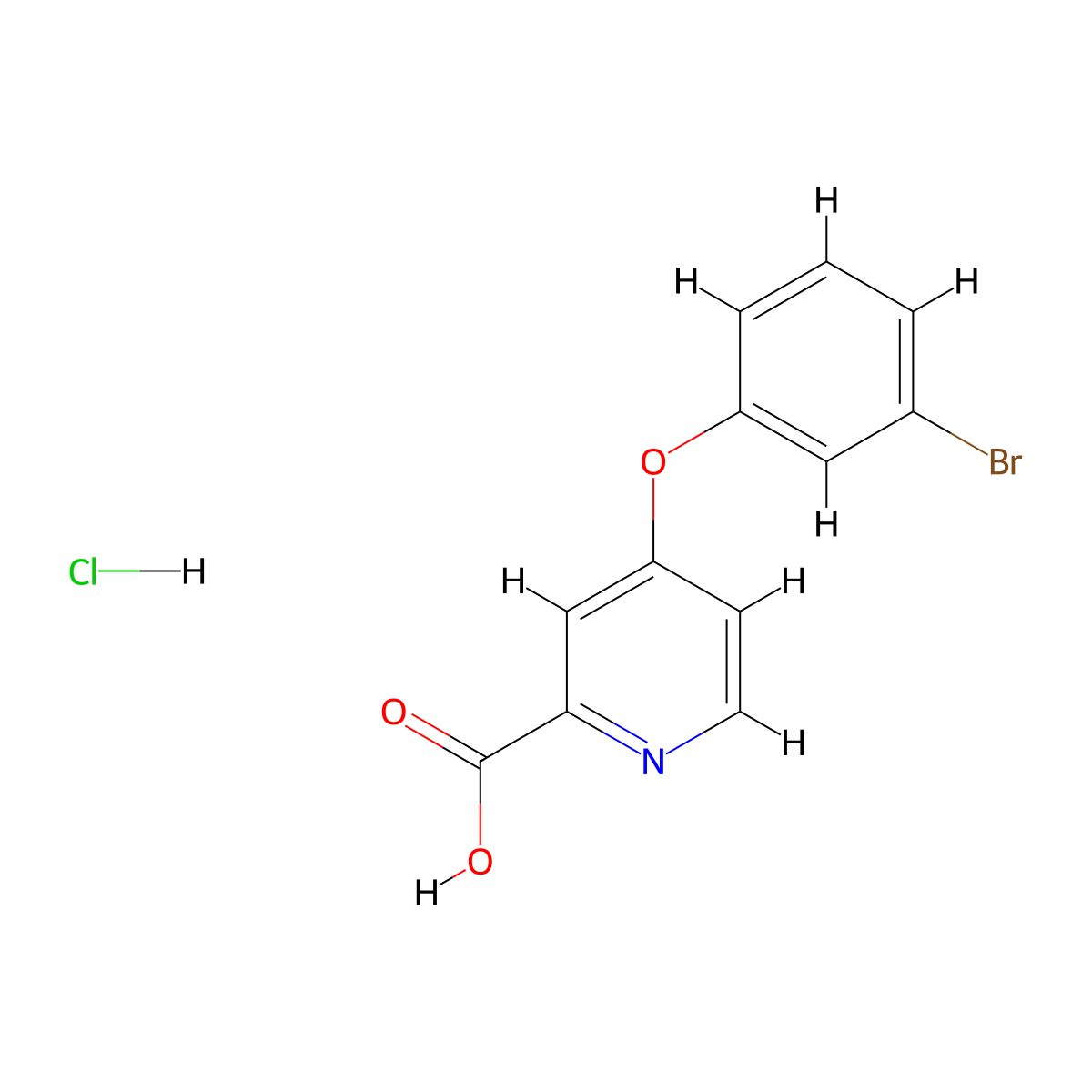 4-(3-Bromophenoxy)pyridine-2-carboxylic acid hydrochloride molecular structure, CAS 1394042-70-6
