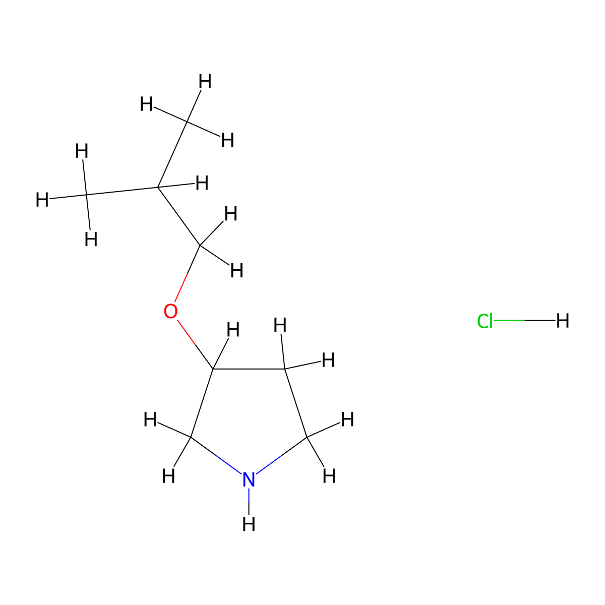 3-(2-Methylpropoxy)pyrrolidine hydrochloride molecular structure, CAS 1394042-72-8