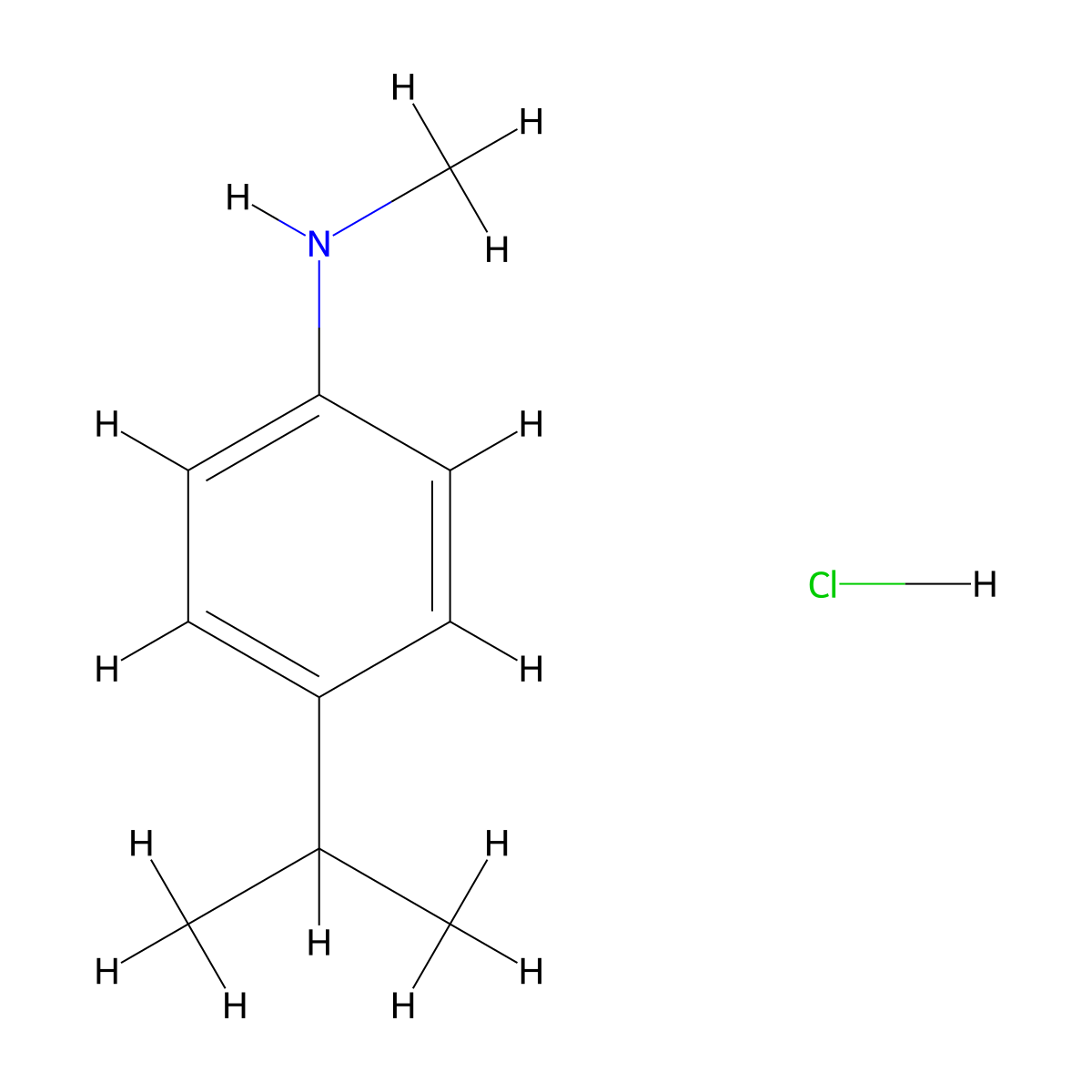 N-methyl-4-(propan-2-yl)aniline hydrochloride molecular structure, CAS 1394042-73-9