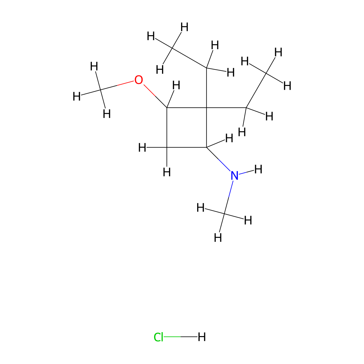 2,2-diethyl-3-methoxy-N-methylcyclobutan-1-amine hydrochloride molecular structure, CAS 1394042-83-1