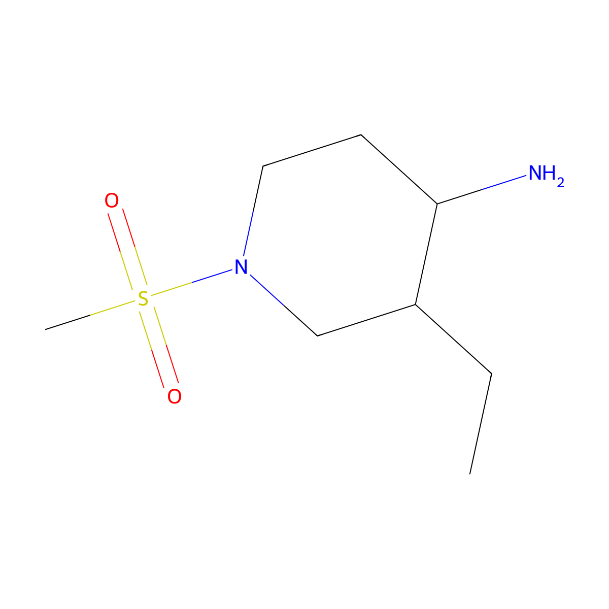 3-Ethyl-1-methanesulfonylpiperidin-4-amine molecular structure, CAS 1394042-88-6