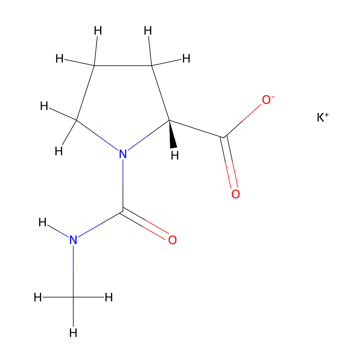 potassium (2R)-1-(methylcarbamoyl)pyrrolidine-2-carboxylate molecular structure, CAS 1394051-24-1