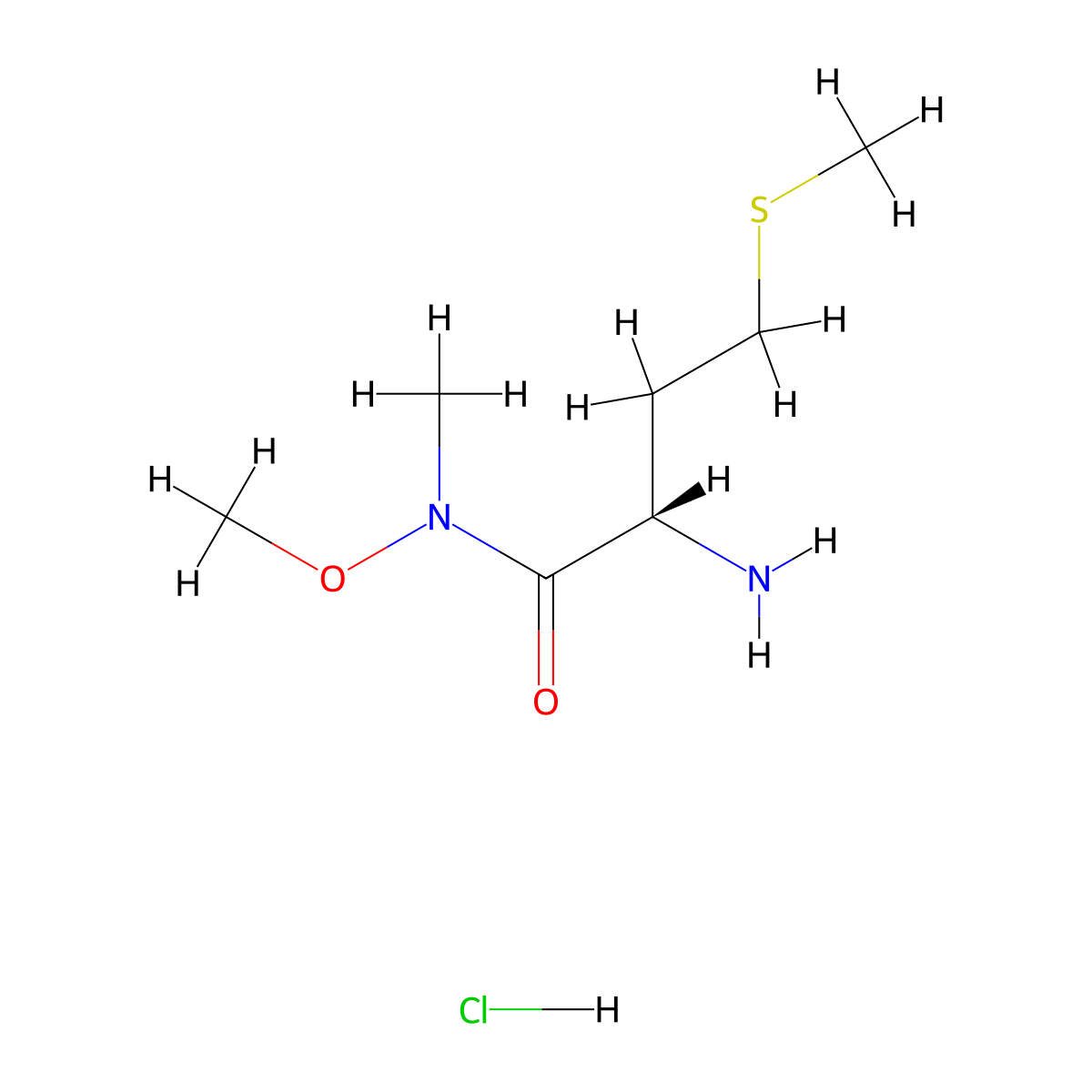 (2S)-2-amino-N-methoxy-N-methyl-4-(methylsulfanyl)butanamide hydrochloride molecular structure, CAS 1394051-26-3
