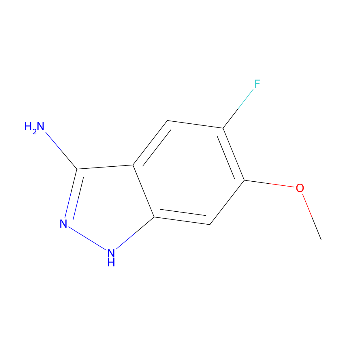 5-fluoro-6-methoxy-1H-indazol-3-amine molecular structure, CAS 1394069-10-3