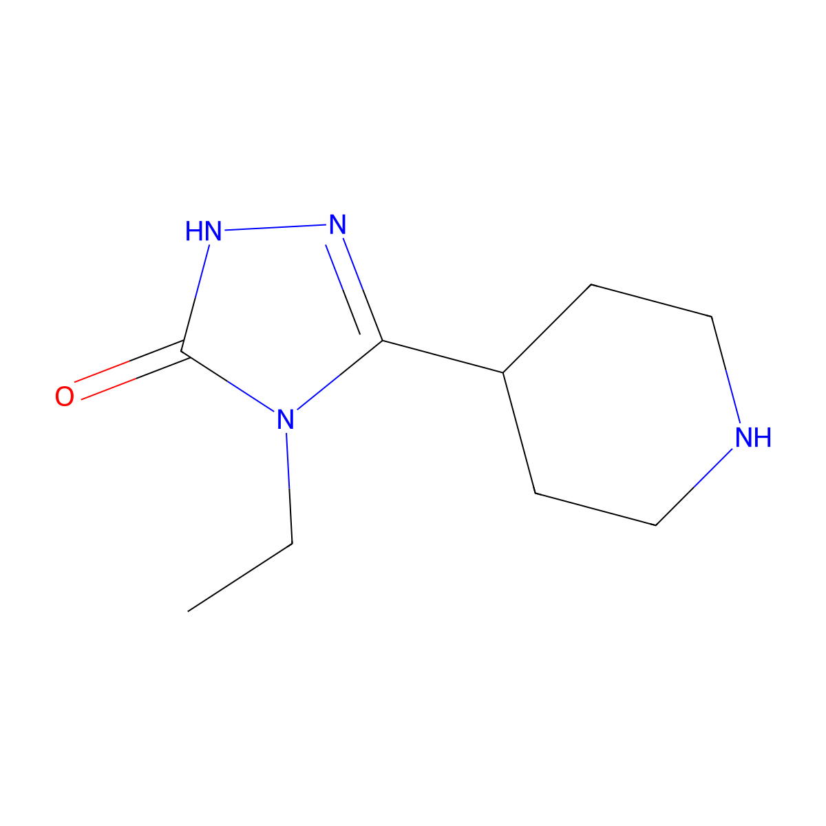 4-ethyl-3-(piperidin-4-yl)-4,5-dihydro-1H-1,2,4-triazol-5-one molecular structure, CAS 1394116-48-3