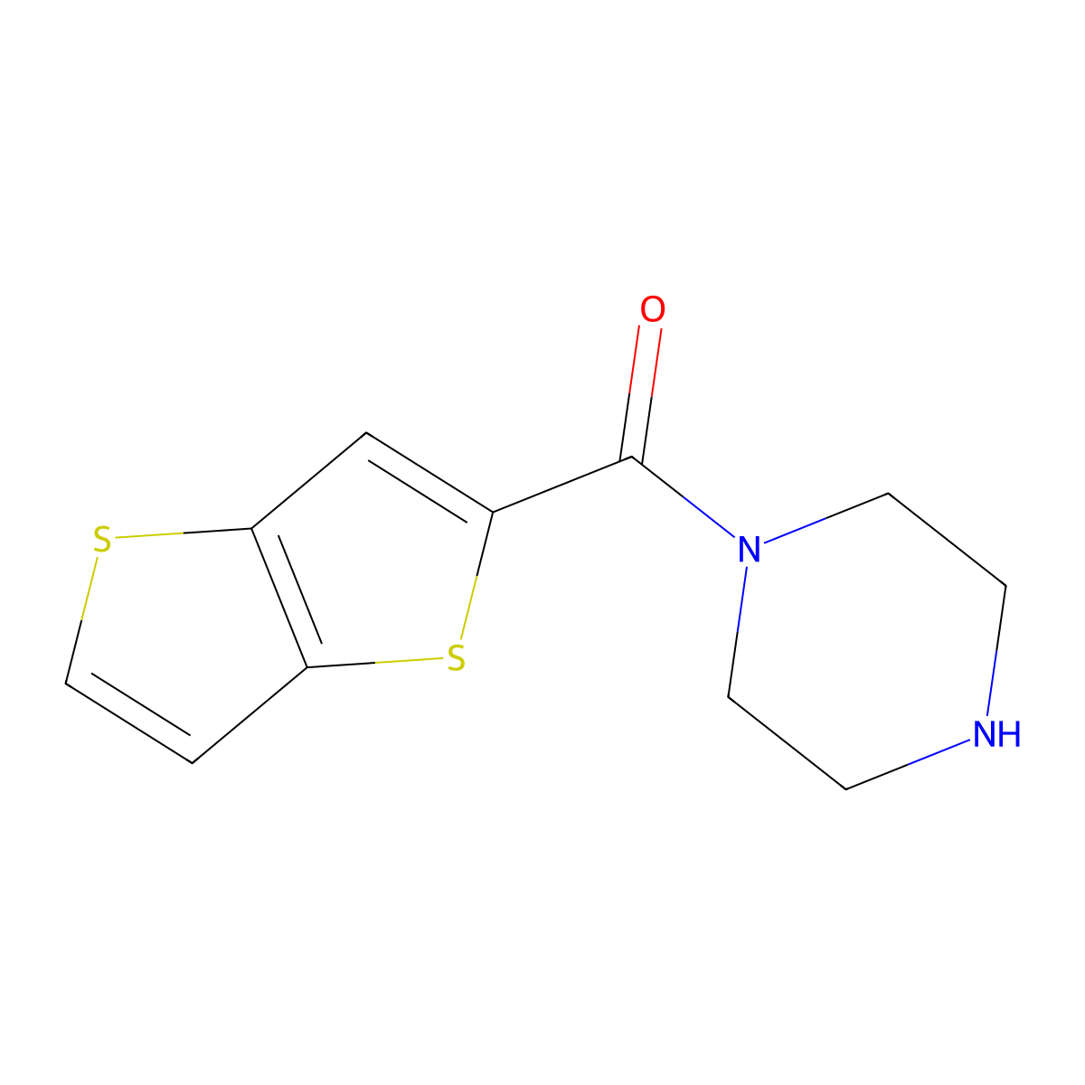 1-{Thieno[3,2-B]thiophene-2-carbonyl}piperazine molecular structure, CAS 1394116-49-4
