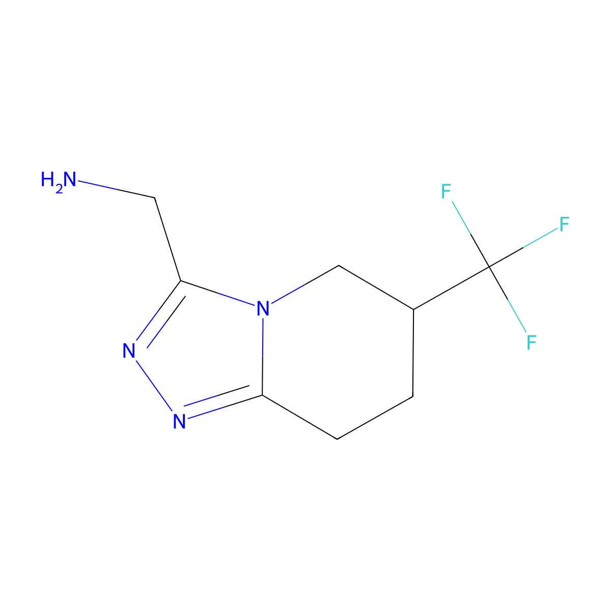 [6-(trifluoromethyl)-5H,6H,7H,8H-[1,2,4]triazolo[4,3-a]pyridin-3-yl]methanamine molecular structure, CAS 1394116-51-8