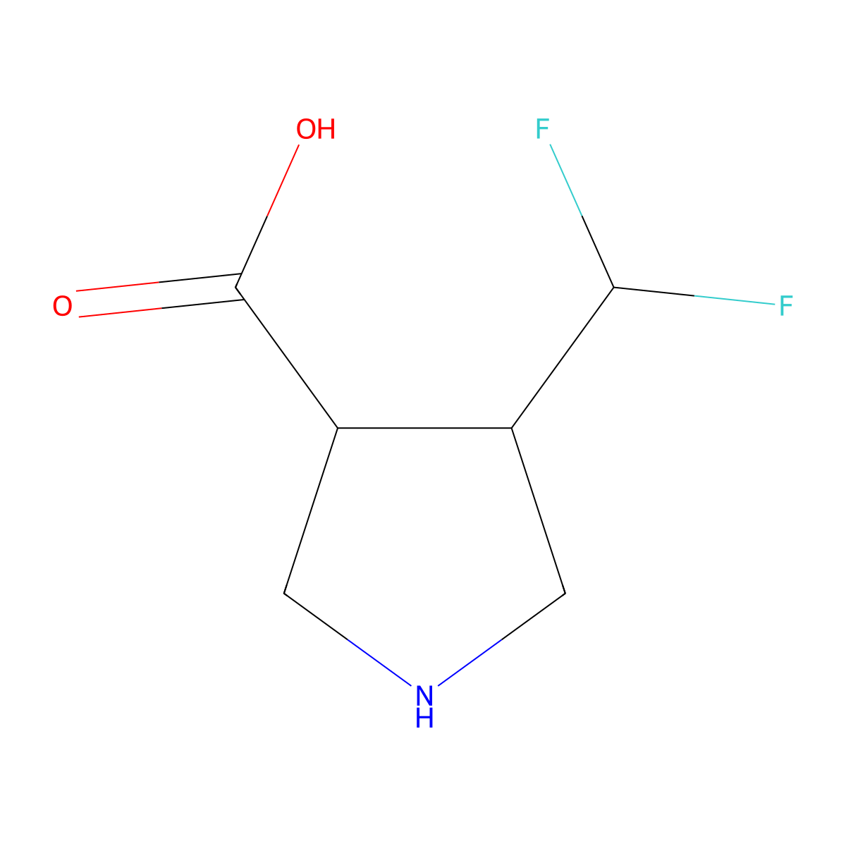 rac-(3R,4R)-4-(difluoromethyl)pyrrolidine-3-carboxylic acid molecular structure, CAS 1394116-53-0