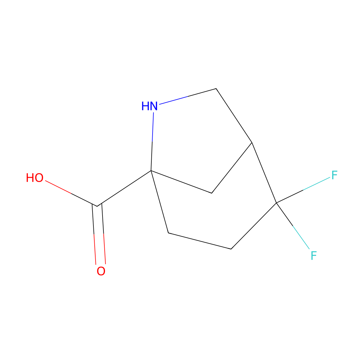 2,2-Difluoro-6-azabicyclo[3.2.1]octane-5-carboxylic acid molecular structure, CAS 1394116-55-2