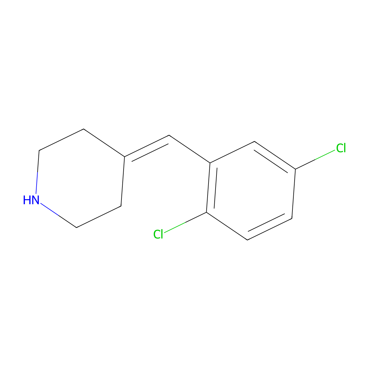 4-[(2,5-Dichlorophenyl)methylidene]piperidine molecular structure, CAS 1394116-56-3