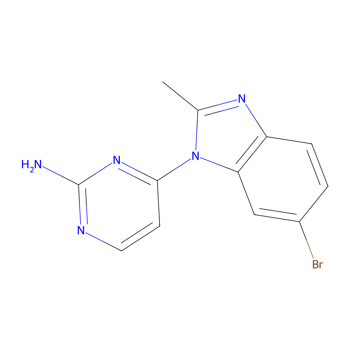 4-(6-bromo-2-methyl-1H-1,3-benzodiazol-1-yl)pyrimidin-2-amine molecular structure, CAS 1394119-54-0