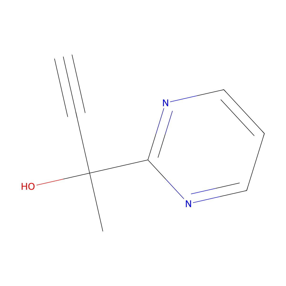 2-(Pyrimidin-2-yl)but-3-yn-2-ol molecular structure, CAS 1394119-58-4