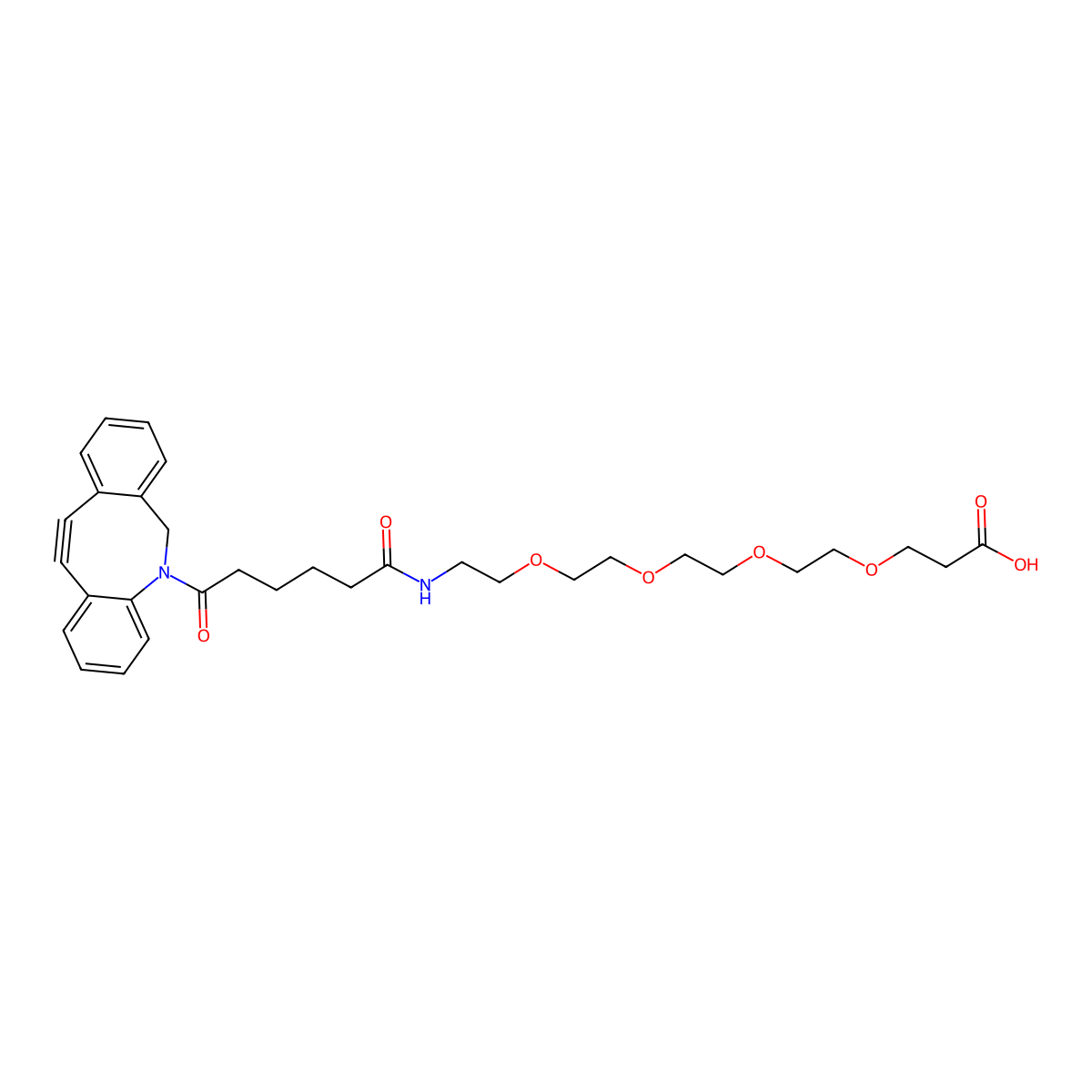 Azadibenzocyclooctyne-PEG4-acid molecular structure, CAS 1394136-25-4