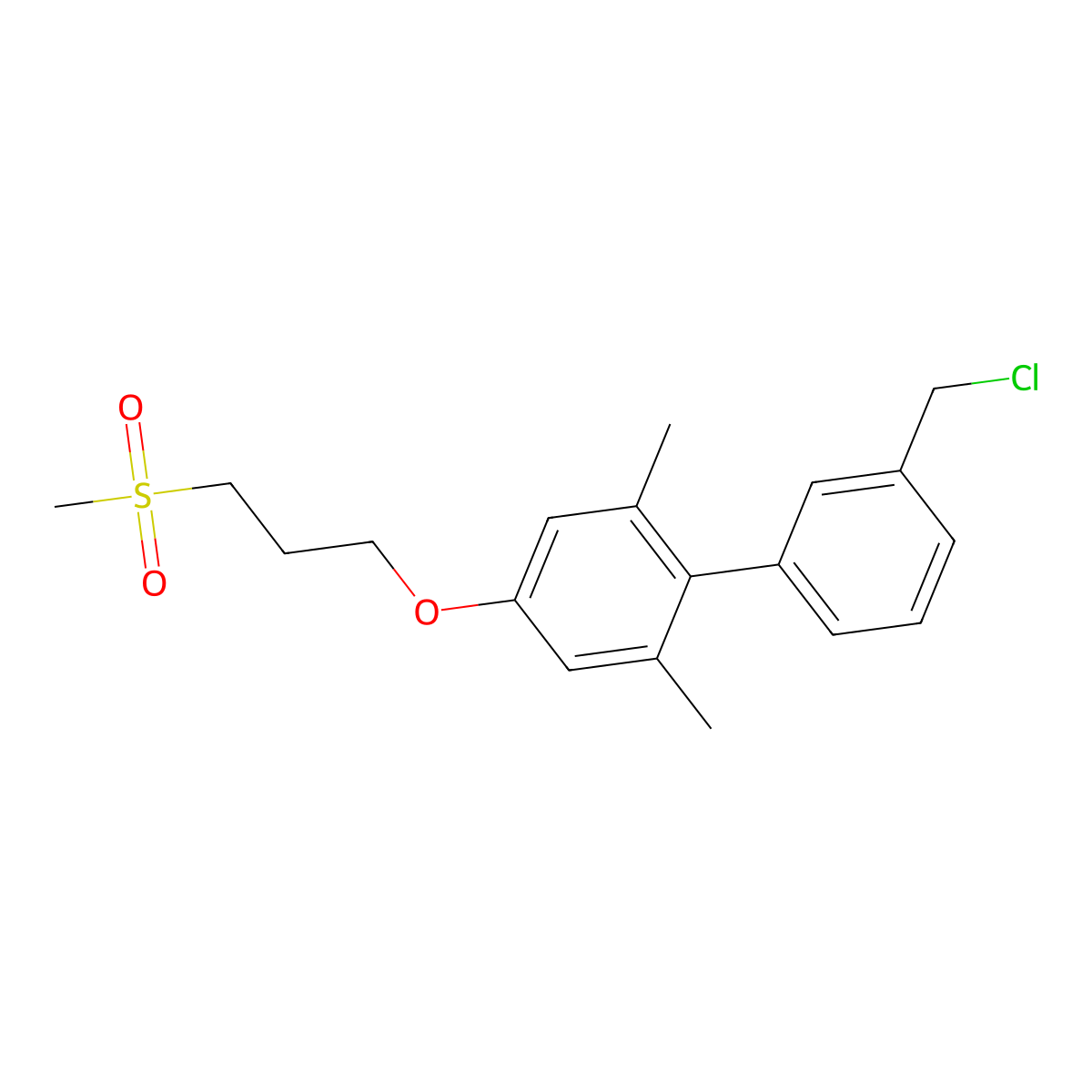 3'-(Chloromethyl)-2,6-dimethyl-4-[3-(methylsulfonyl)propoxy]biphenyl molecular structure, CAS 1394138-49-8