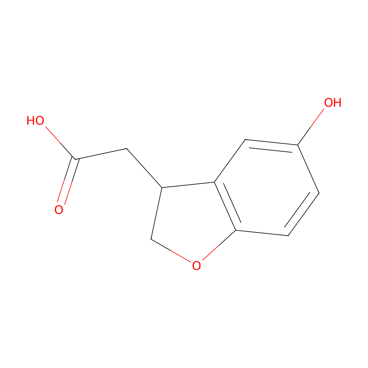 2-(5-Hydroxy-2,3-dihydro-1-benzofuran-3-yl)acetic acid molecular structure, CAS 1394138-62-5