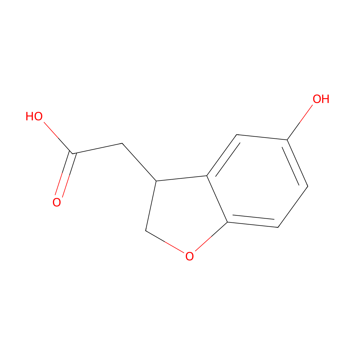 2-(5-Hydroxy-2,3-dihydro-1-benzofuran-3-yl)acetic acid molecular structure, CAS 1394138-62-5