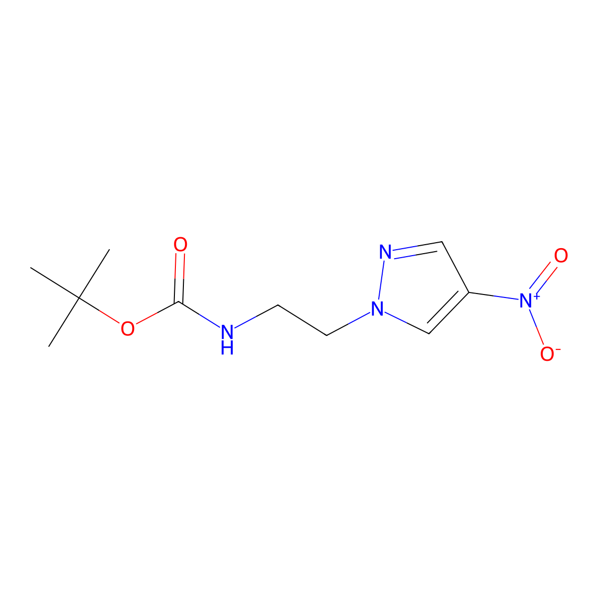 tert-butyl (2-(4-nitro-1H-pyrazol-1-yl)ethyl)carbamate molecular structure, CAS 1394162-10-7